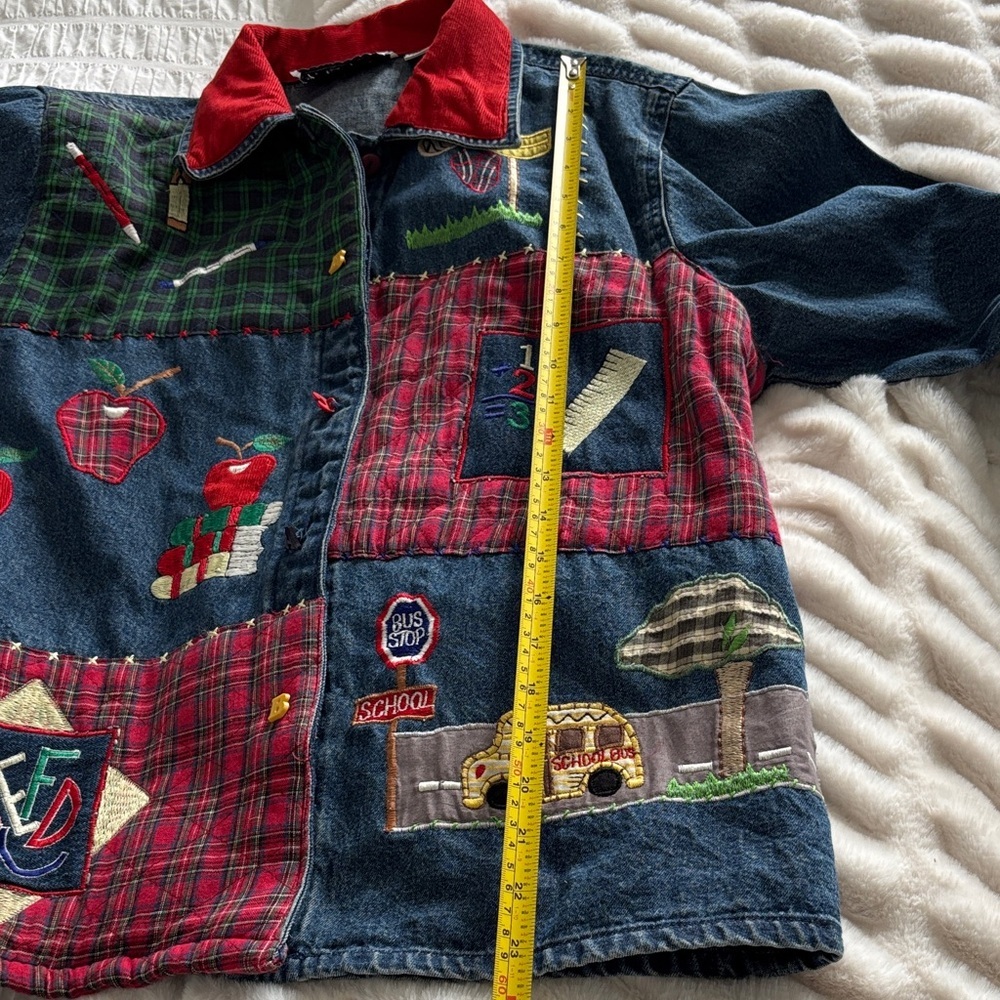 Vintage Patchwork Denim Back to School Keren Hart Jacket - Picture 14 of 15